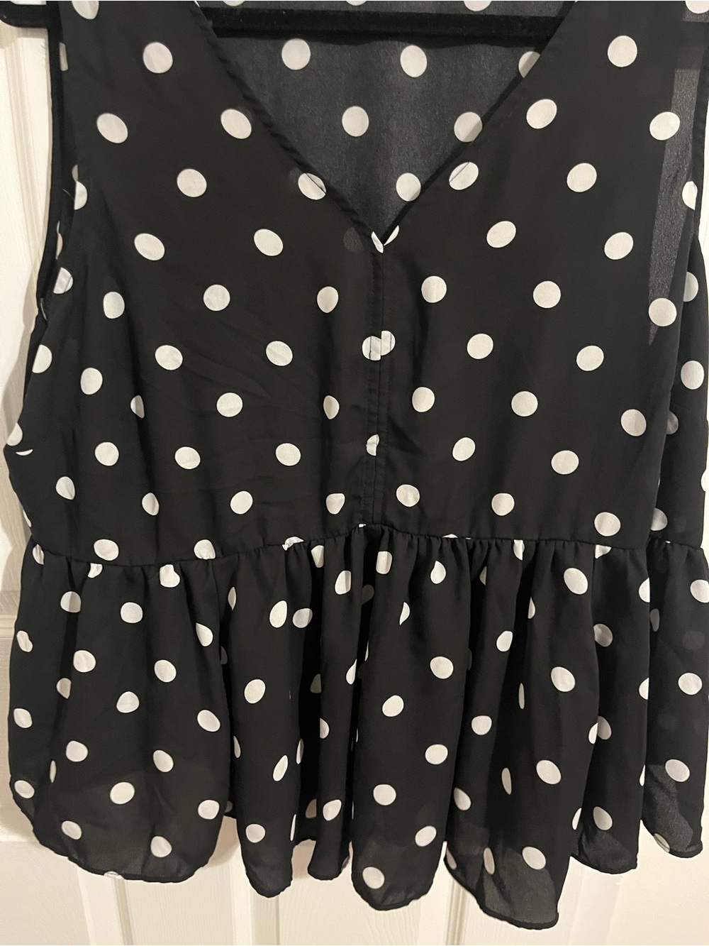 Torrid Polka Dot Georgette Peplum Tank Top Size 2 2X V Neck - Picture 8 of 11